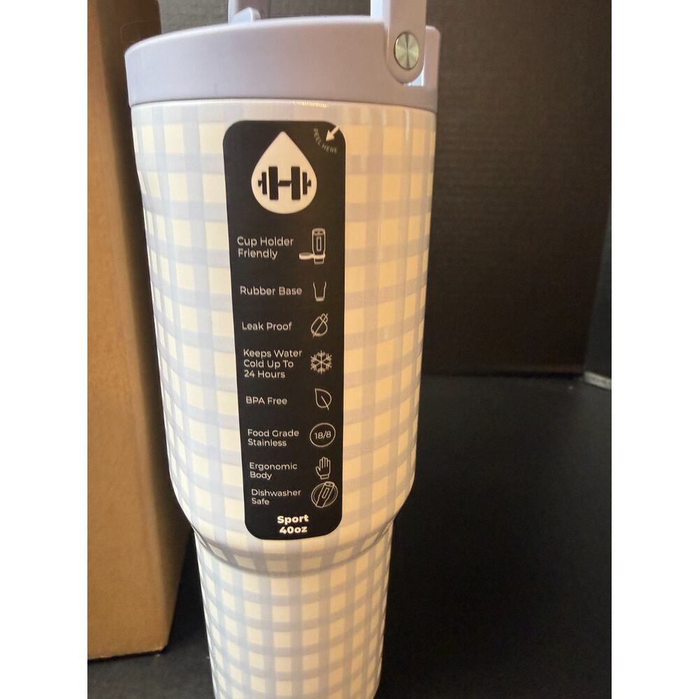 Hydrojug Cloud Nine 9 Sport 40oz Blue Gingham NIB - Picture 4 of 9